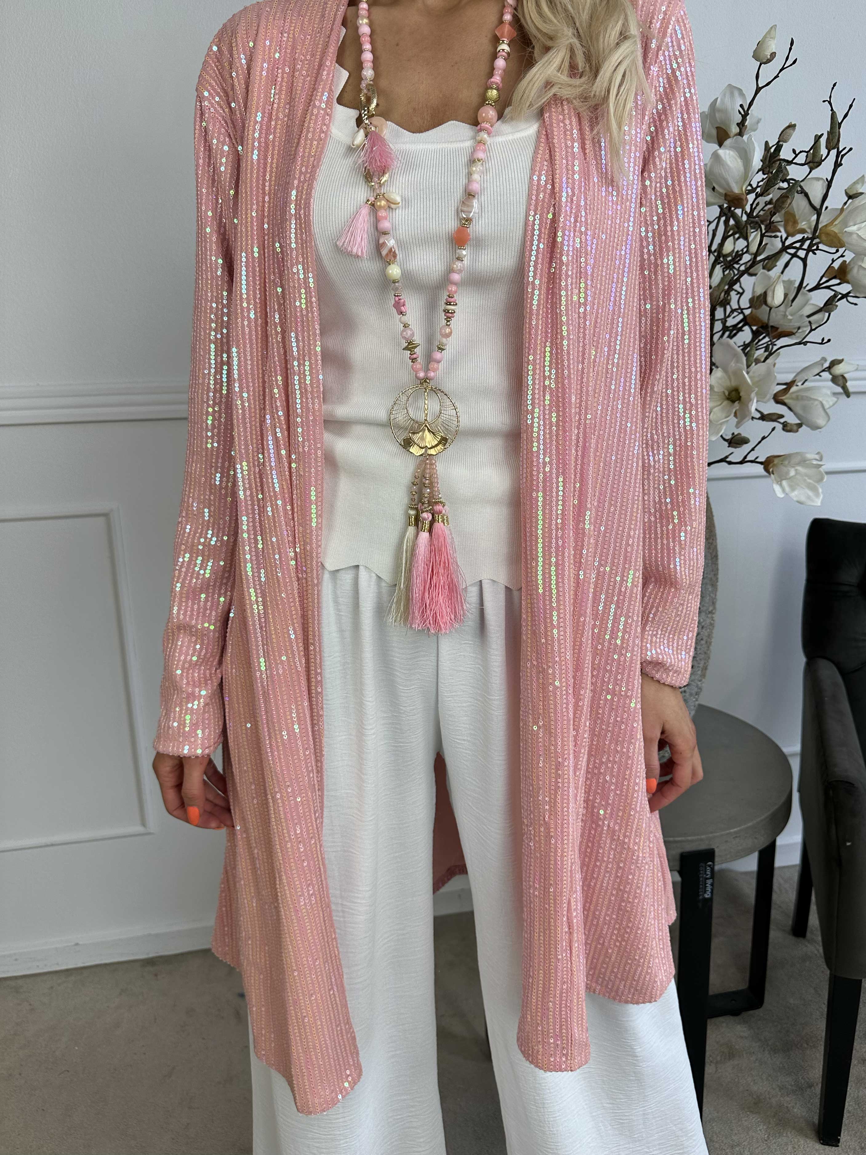 Rosa Glitter - Kofta med paljetter